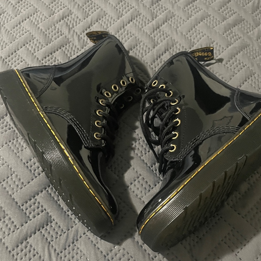 Dr. Martens Black Patent Combat Boots